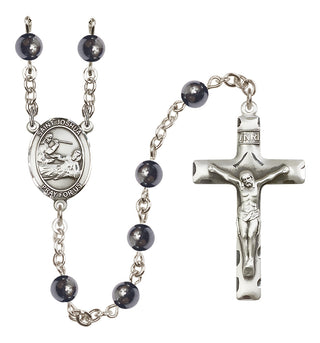 Silver-Plated 6mm Saint Joshua  Engraved Catholic Rosaries