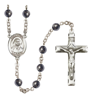 Silver Plated 6mm Hematite Saint Louise de Marillac Rosary