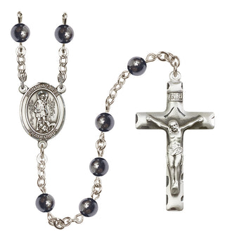 Silver-Plated 6mm Saint Lazarus  Engraved Catholic Rosaries