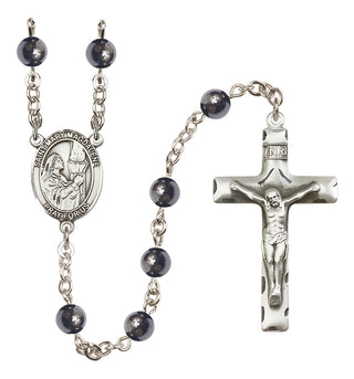 Silver Plated 6mm Hematite Saint Mary Magdalene Rosary