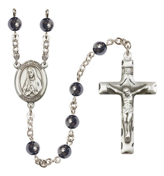 Silver Plated 6mm Hematite Saint Martha Rosary