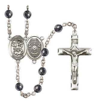 Silver-Plated 6mm Saint Michael the Archangel/Policeman Rosary