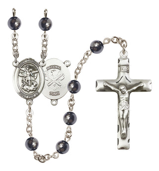 Silver-Plated 6mm Saint Michael / Nat'l Guard Rosary