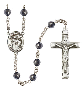 Silver Plated 6mm Hematite Saint Casimir of Poland Rosary
