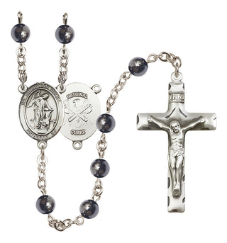 Silver-Plated 6mm Guardian Angel / Nat'l Guard Rosary