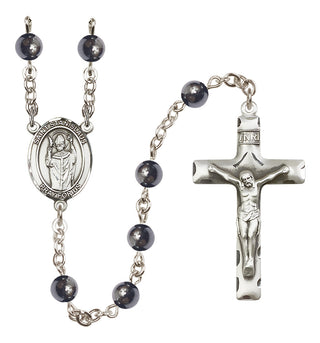 Silver Plated 6mm Hematite Saint Stanislaus Rosary