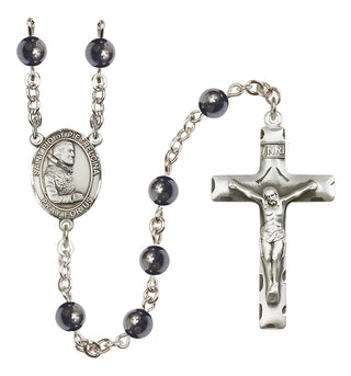 Silver Plated 6mm Hematite Saint Pio of Pietrelcina Rosary