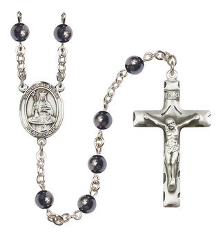 Silver-Plated 6mm Saint Walburga  Engraved Catholic Rosaries
