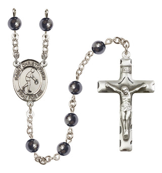 Silver-Plated 6mm Saint Christopher/Basketball Rosary