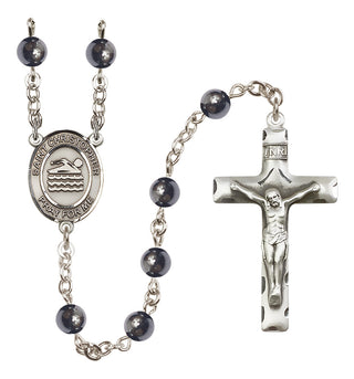 Silver-Plated 6mm Saint Christopher/Swimming Rosary