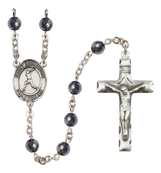 Silver-Plated 6mm Saint Sebastian/Baseball Rosary