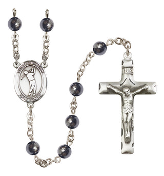 Silver-Plated 6mm Saint Sebastian/Golf Rosary