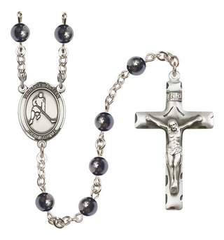 Silver-Plated 6mm Saint Sebastian/Ice Hockey Rosary
