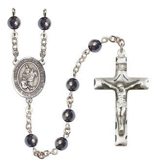 Silver-Plated 6mm San Martin Caballero  Engraved Catholic Rosaries