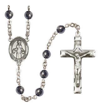 Silver Plated 6mm Hematite Saint Nino de Atocha Rosary