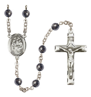 Silver Plated 6mm Hematite Holy Family Rosary
