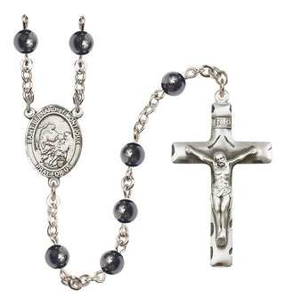 Silver Plated 6mm Hematite Saint Bernard of Montjoux Rosary