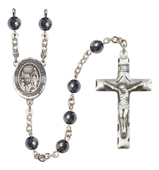 Silver-Plated 6mm Virgen de Lourdes  Engraved Catholic Rosaries