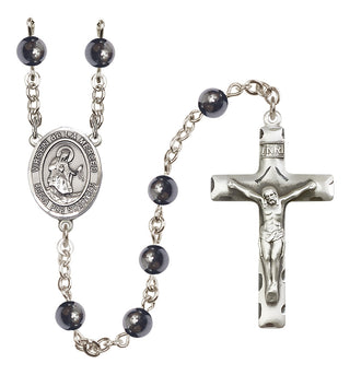 Silver Plated 6mm Hematite Virgen de la Merced Rosary