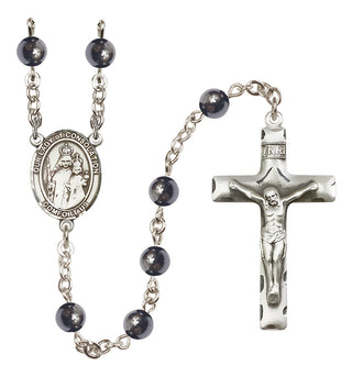 Silver Plated 6mm Hematite Our Lady of Consolation Rosary