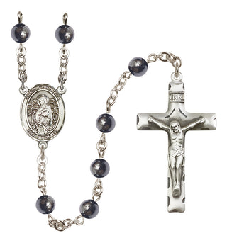 Silver-Plated 6mm Saint Christina the Astonishing  Engraved Catholic Rosaries