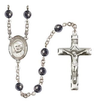 Silver Plated 6mm Hematite Saint Arnold Janssen Rosary