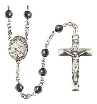 Silver Plated 6mm Hematite Saint Louis Marie de Montfort Rosary