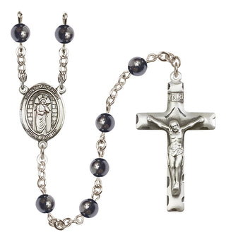 Silver Plated 6mm Hematite Saint Matthias the Apostle Rosary