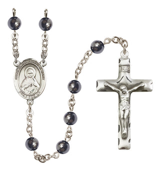 Silver Plated 6mm Hematite Immaculate Heart of Mary Rosary