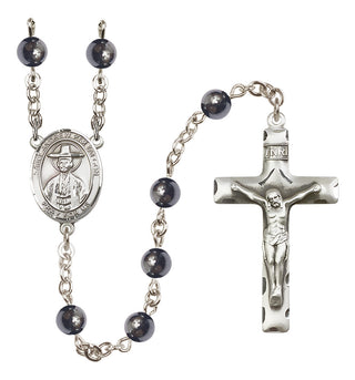Silver Plated 6mm Hematite Saint Andrew Kim Taegon Rosary