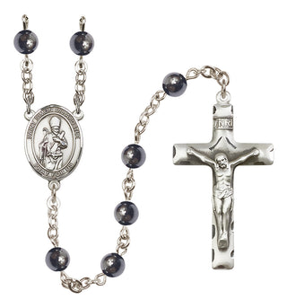 Silver-Plated 6mm Saint Simon the Apostle  Engraved Catholic Rosaries