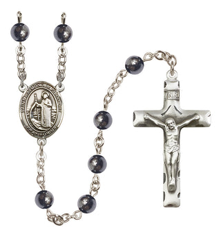 Silver Plated 6mm Hematite Saint Raymond of Penafort Rosary