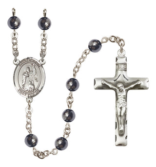 Silver Plated 6mm Hematite Saint Drogo Rosary
