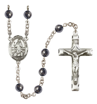 Silver-Plated 6mm Saint Bernadine of Sienna  Engraved Catholic Rosaries