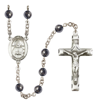 Silver Plated 6mm Hematite Saint Daria Rosary