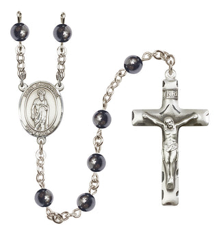 Silver-Plated 6mm Saint Nathanael  Engraved Catholic Rosaries