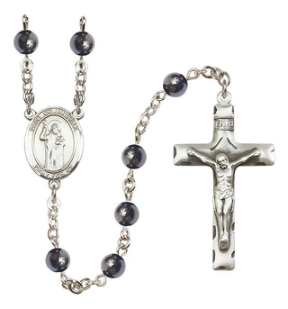 Silver-Plated 6mm Saint Columbkille  Engraved Catholic Rosaries