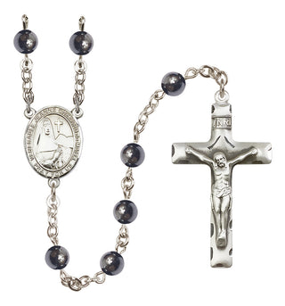 Silver-Plated 6mm Saint Jeanne Chezard de Matel  Engraved Catholic Rosaries