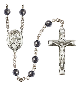 Silver-Plated 6mm Saint Viator of Bergamo  Engraved Catholic Rosaries
