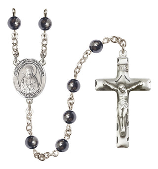 Silver Plated 6mm Hematite Saint Lydia Purpuraria Rosary