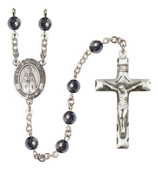 Silver Plated 6mm Hematite Our Lady of Rosa Mystica Rosary