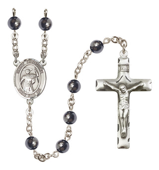 Silver Plated 6mm Hematite Saint Theodore Stratelates Rosary