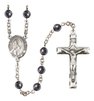 Silver-Plated 6mm Saint Anthony Mary Claret  Engraved Catholic Rosaries