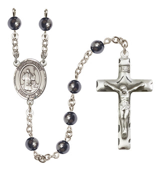 Silver-Plated 6mm Saint Maron  Engraved Catholic Rosaries