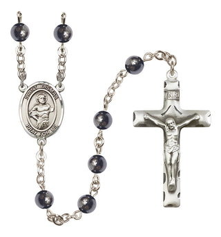 Silver Plated 6mm Hematite Saint Dismas Rosary