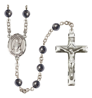 Silver Plated 6mm Hematite Saint Lucy Rosary