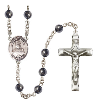 Silver Plated 6mm Hematite Saint Fabian Rosary