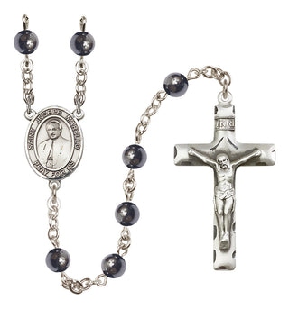 Silver Plated 6mm Hematite Saint Joseph Marello Rosary