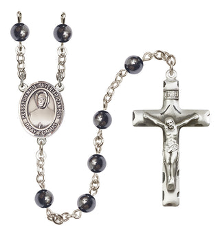 Silver Plated 6mm Hematite Blessed Emilie Tavernier Gamelin Rosary