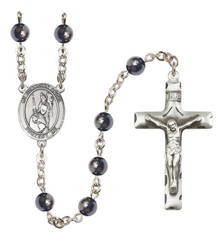 Silver-Plated 6mm Guardian Angel of the World  Engraved Catholic Rosaries